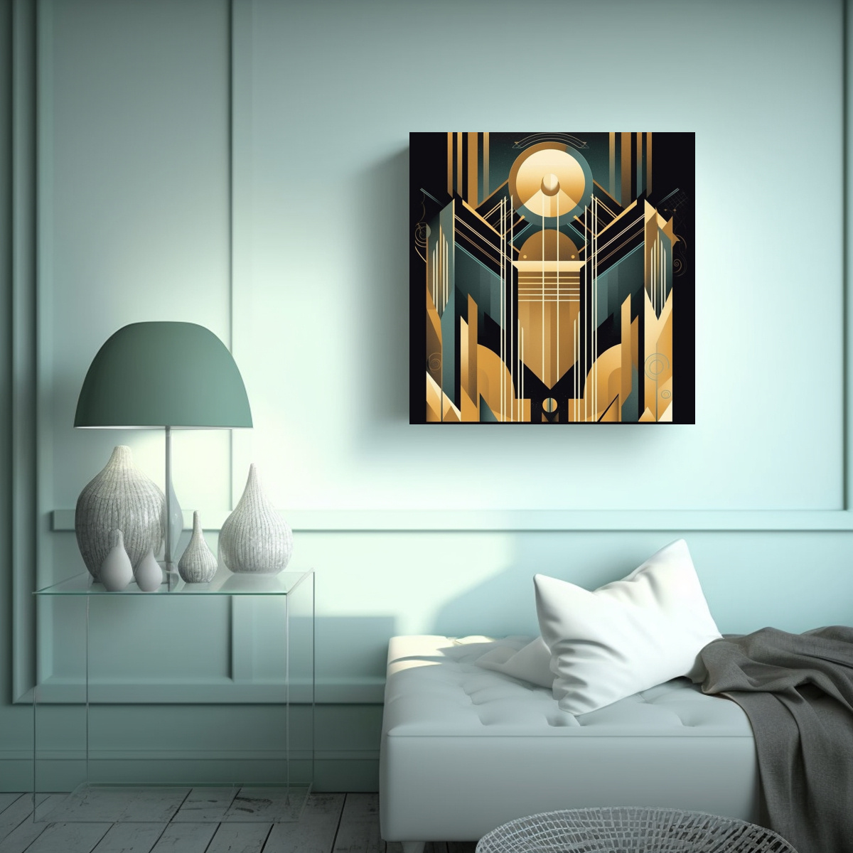 LIENZO DECORATIVO DE ESTILO ART DECO CON FORMAS 100X100 CM - 2