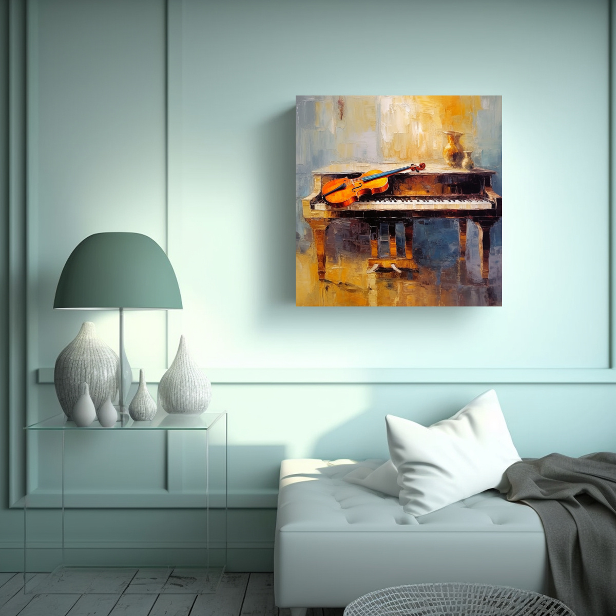 CUADRO EXPRESIÓN HOGAR DECO CON VIOLÍN EN LA 80X80 CM - 2