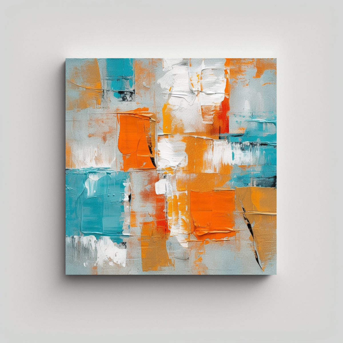 PINTURA ORIGINAL NARANJA ABSTRACTA CON TONOS 20X20 CM - 1