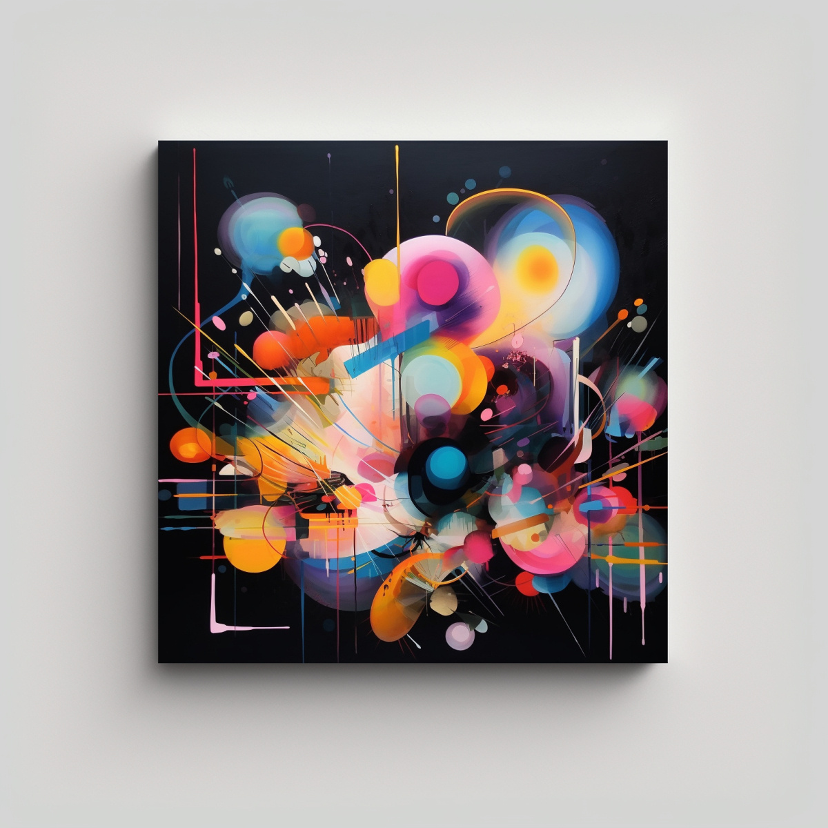 PINTURA ABSTRACTA DE LUCES Y COLORES, DECORACIÓN 80X80 CM - 1