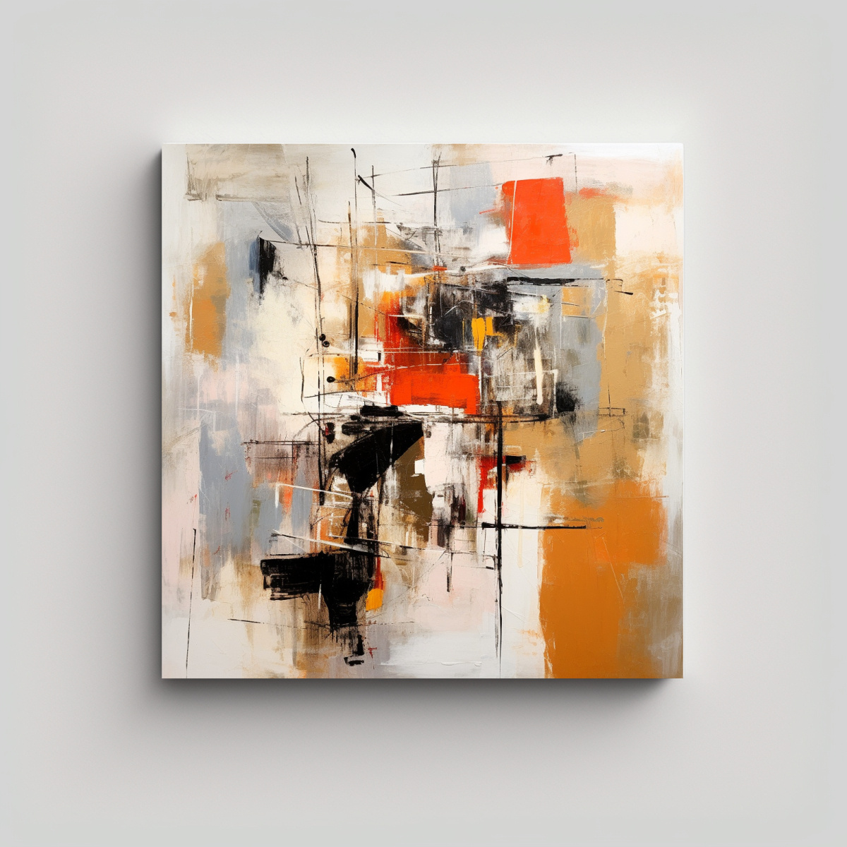 PINTURA ABSTRACTA ESTILO GRARD SCHNEIDER EN CANVA 30X30 CM - 1