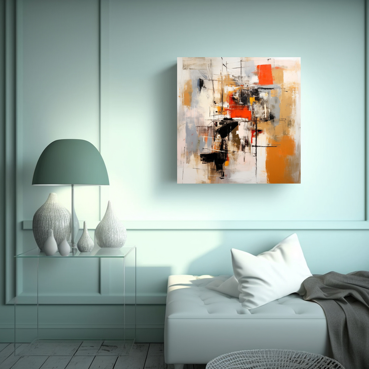 PINTURA ABSTRACTA ESTILO GRARD SCHNEIDER EN CANVA 30X30 CM - 2