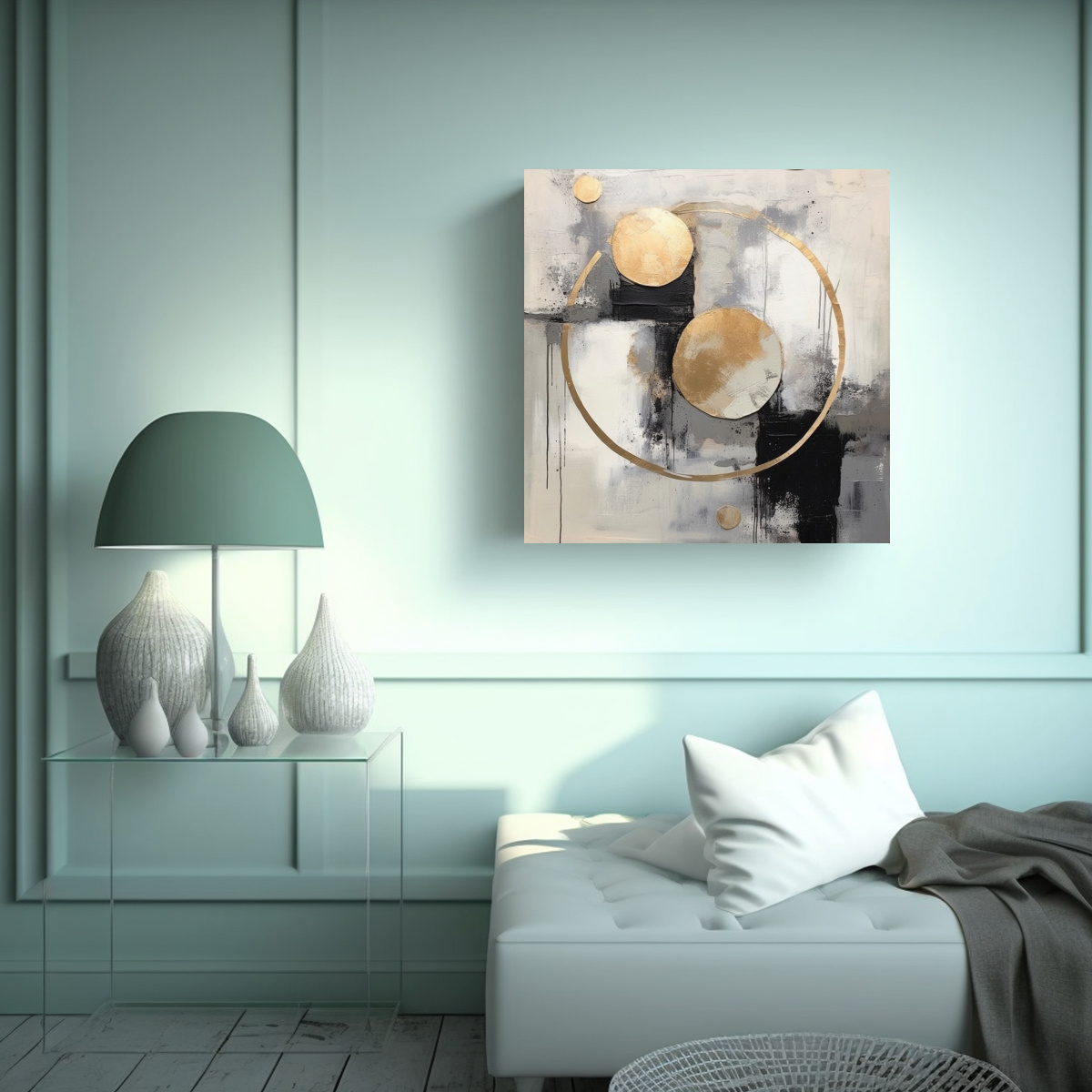 PINTURAS DECORATIVAS ABSTRACTAS GRANDES CON 70X70 CM - 2