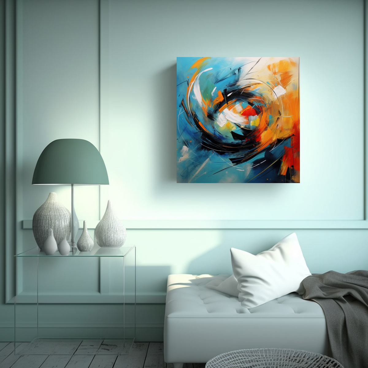 PINTURAS ABSTRACTAS EN COLOR COMPLETO Y HERMOSA 70X70 CM - 2