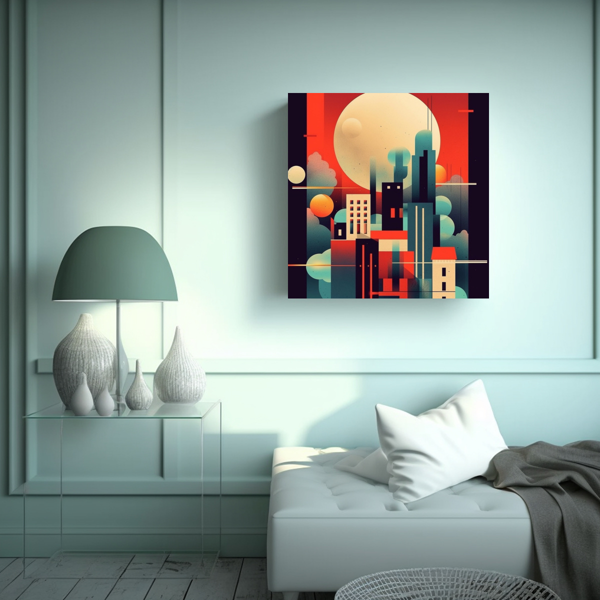 PINTURAS DECORATIVAS INNOVADORAS DE CIUDAD EN 90X90 CM - 2