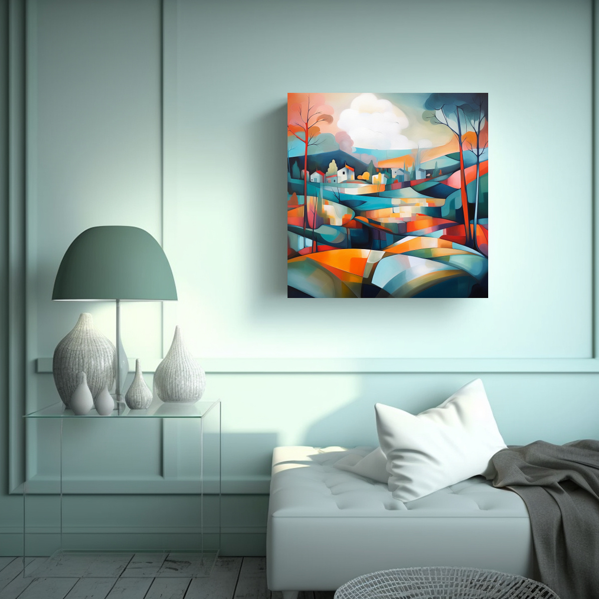 PINTURA CUADRADA PARA DECORAR EN BASTIDOR: 60X60 CM - 2