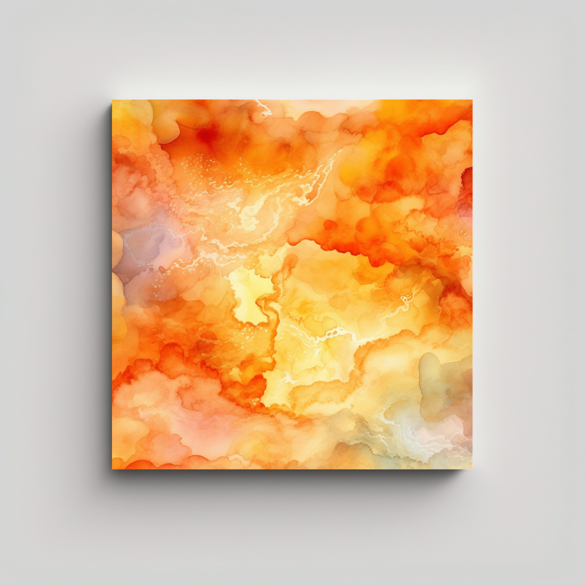 PINTURA DECORATIVA DE FONDO ACUARELA NARANJA 80X80 CM - 1