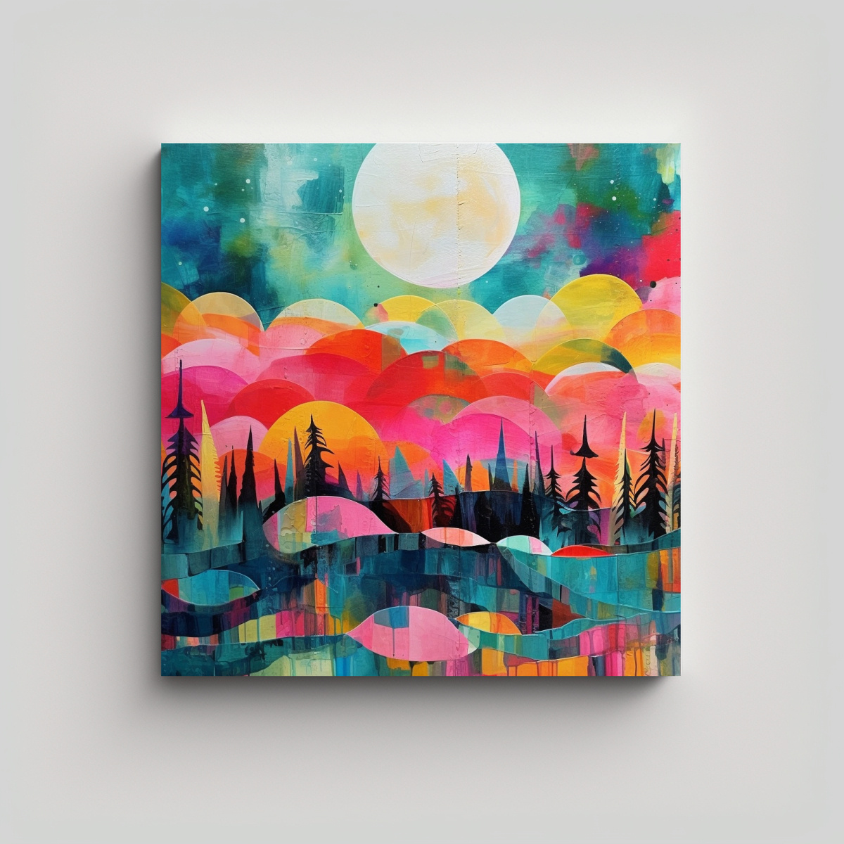 CUADRO ACUARELA EQUILIBRIO MIX 7 COLORES 60X60 CM - 1