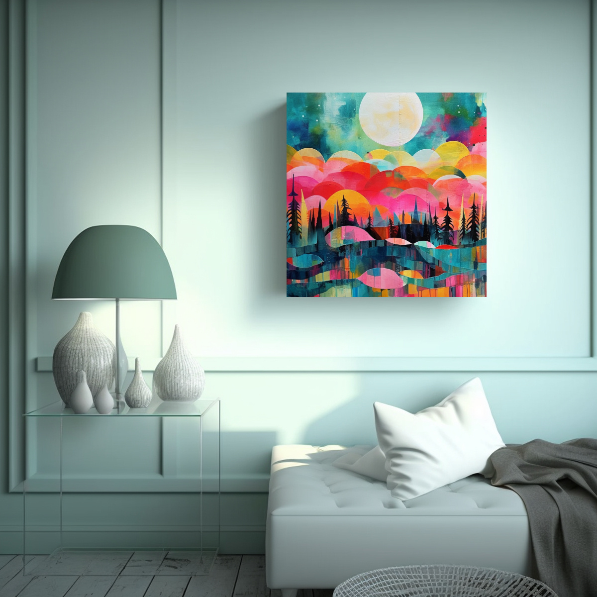 CUADRO ACUARELA EQUILIBRIO MIX 7 COLORES 60X60 CM - 2