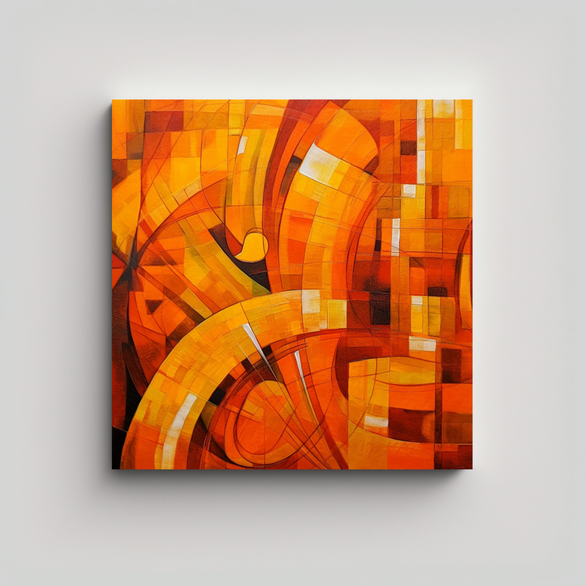 PINTURA DECORATIVA ABSTRACTA EN NARANJA 60X60 CM - 1