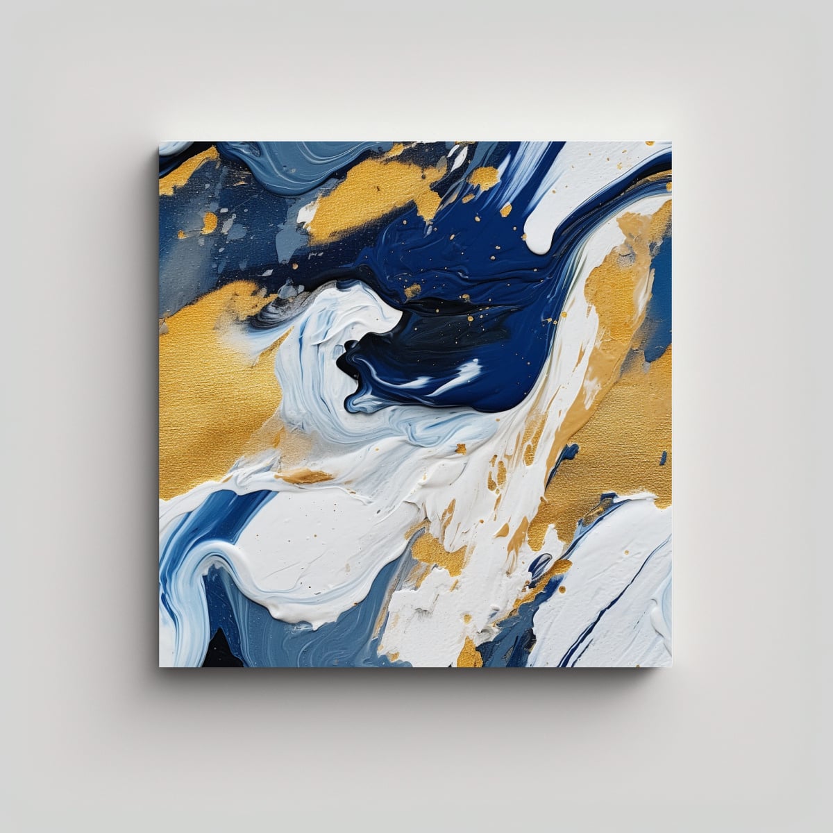 PINTURA ABSTRACTA AZUL Y CAFÉ DE CANVA EN FINAS 20X20 CM - 1