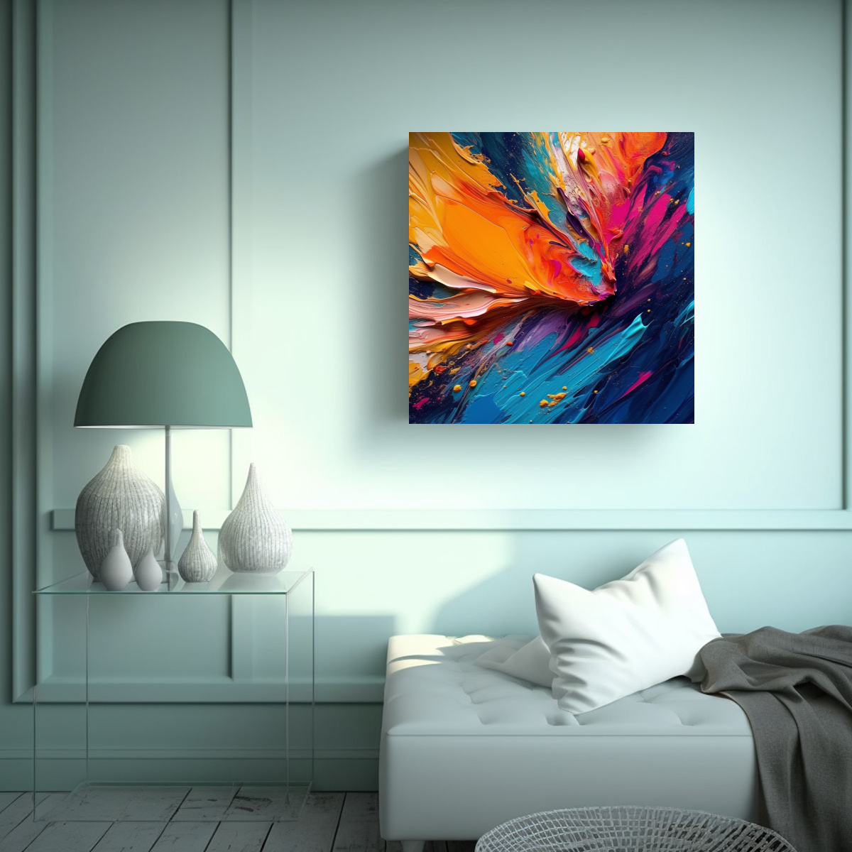 CUADRO MODERNO COMPOSICIÓN DINÁMICA CON COLORES 80X80 CM - 2