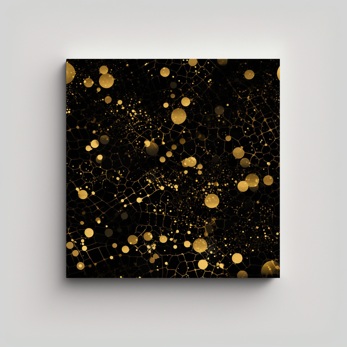 PINTURA DE PARED ABSTRACCIÓN COMEDOR NEGRO CON 40X40 CM - 1