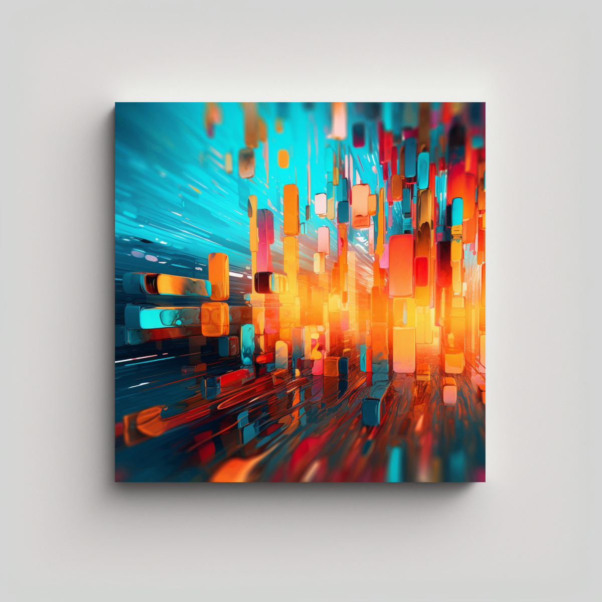 CUADRO ABSTRACTO URBANO VIBRANTE REFLEXIONES 4K 20X20 CM - 1
