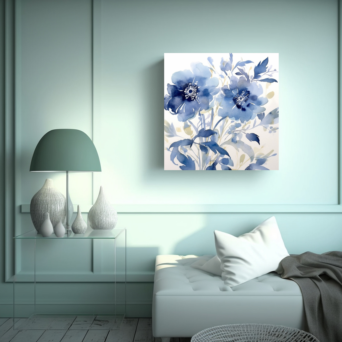 PINTURA ACUARELA INTENSA BELLEZA CON MOTIVOS DE 70X70 CM - 2