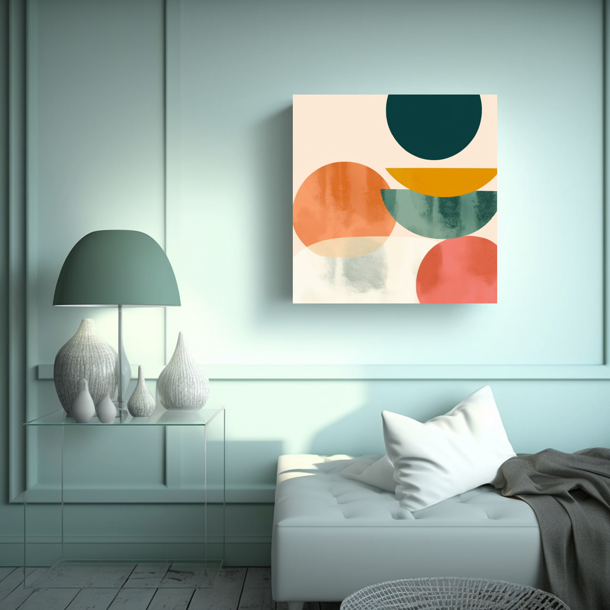 CUADRO DECORATIVO COMPUESTO CON PATRÓN DE VERDE, 40X40 CM - 2
