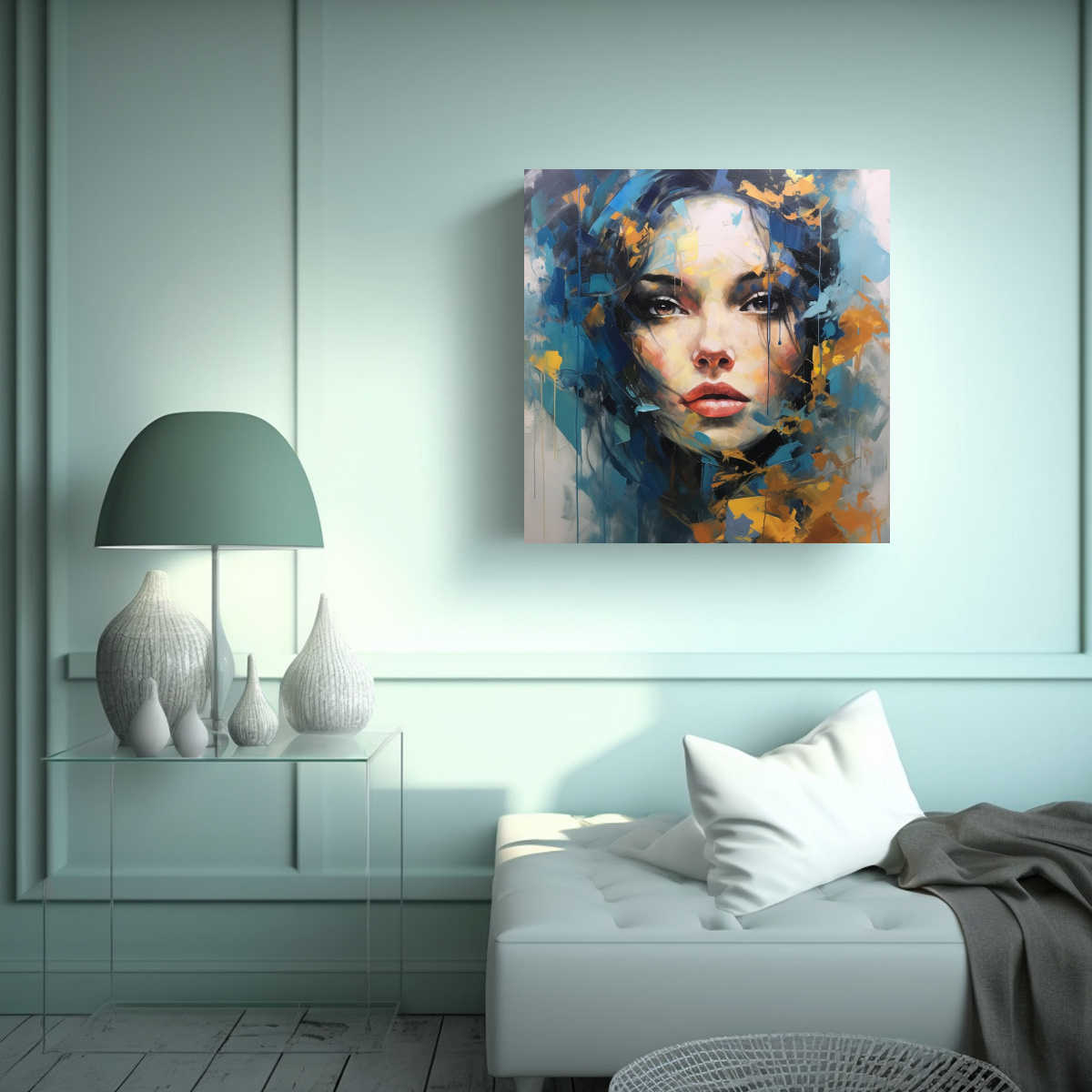CUADRO ESTILO GALERIA: PODER DE UNA HERMOSA DAMA 80X80 CM - 2