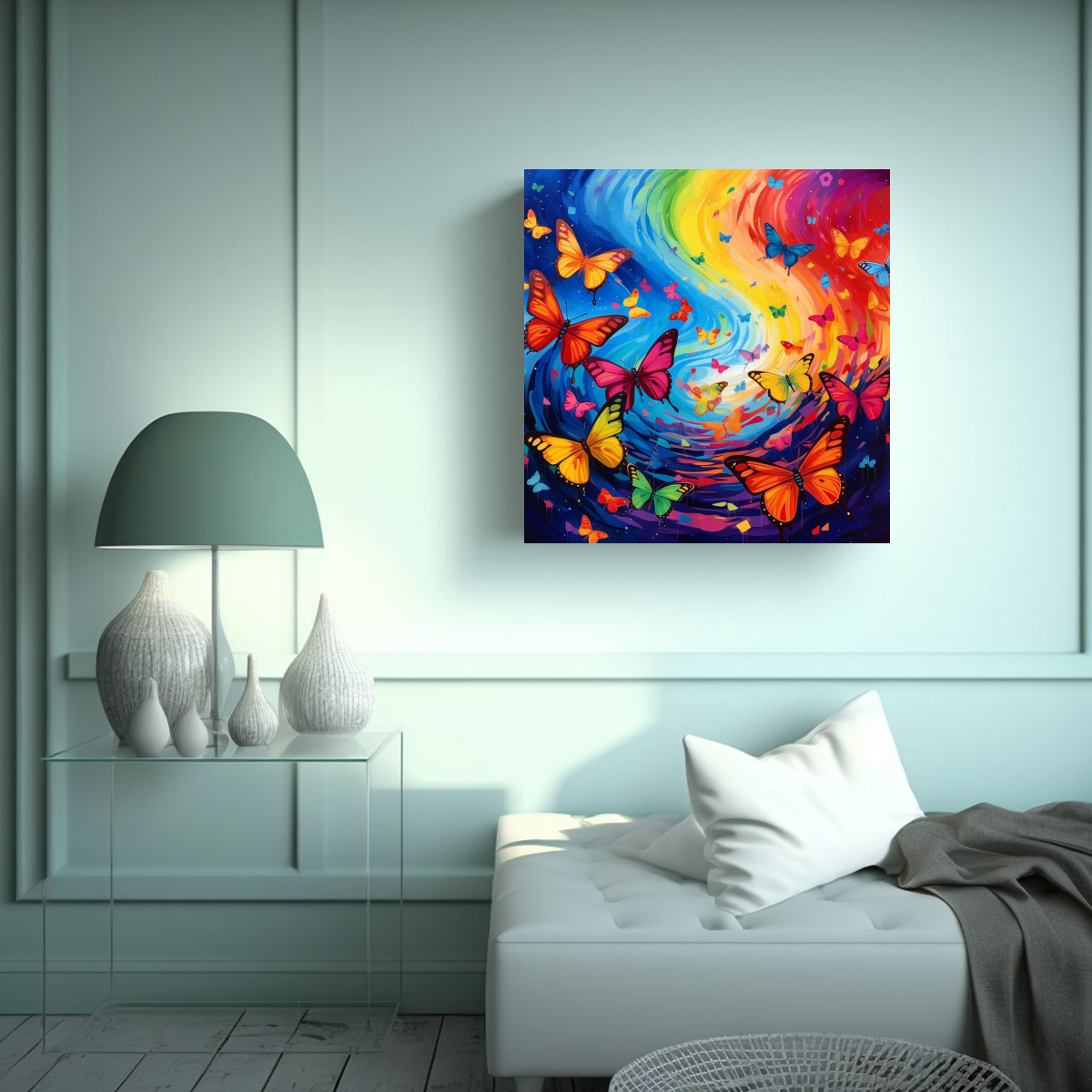 PINTURAS DECORATIVAS DE MARIPOSAS ARCOÍRIS PARA 50X50 CM - 2