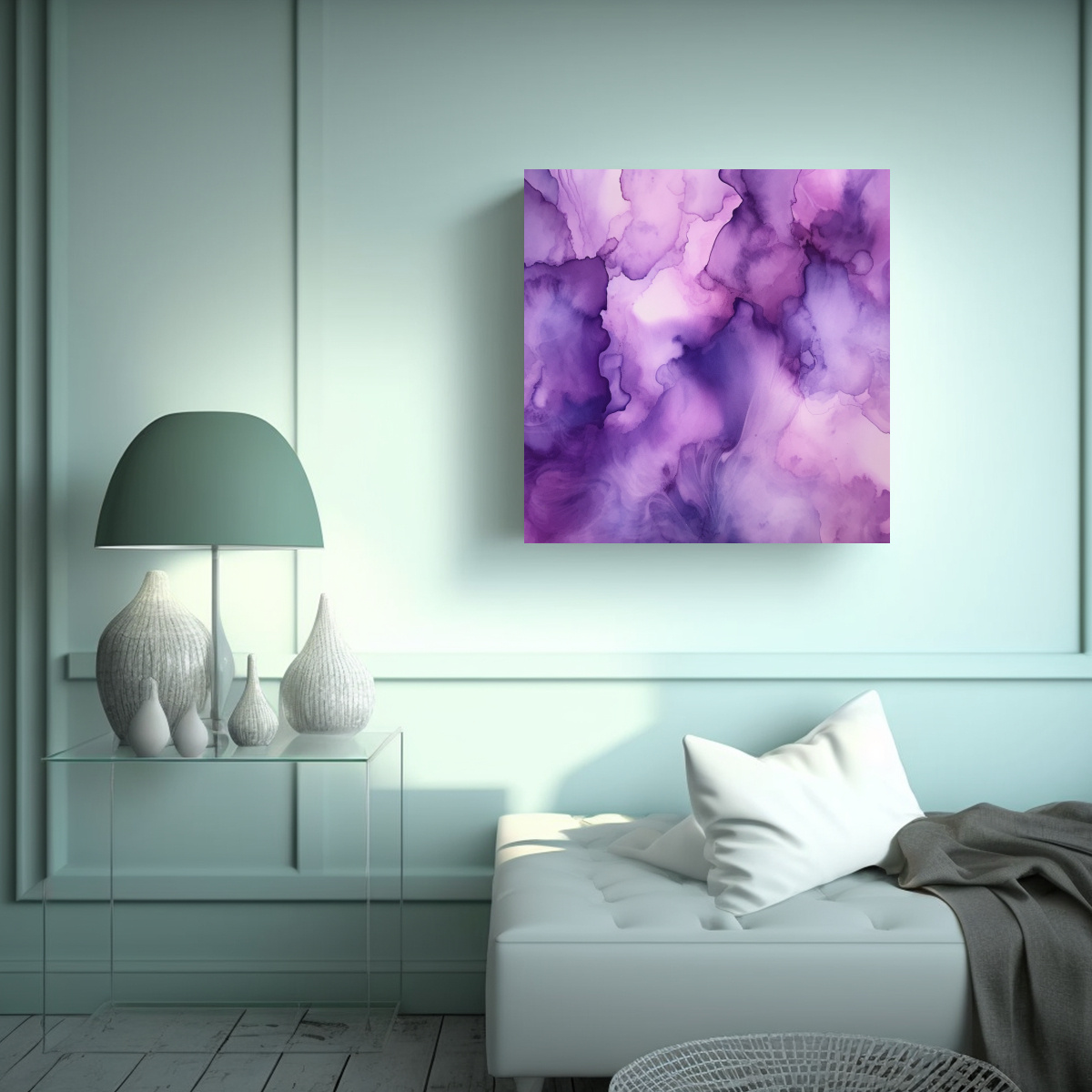 PINTURA ABSTRACTA MORADA SUAVE Y CALMANTE, 40X40 CM - 2