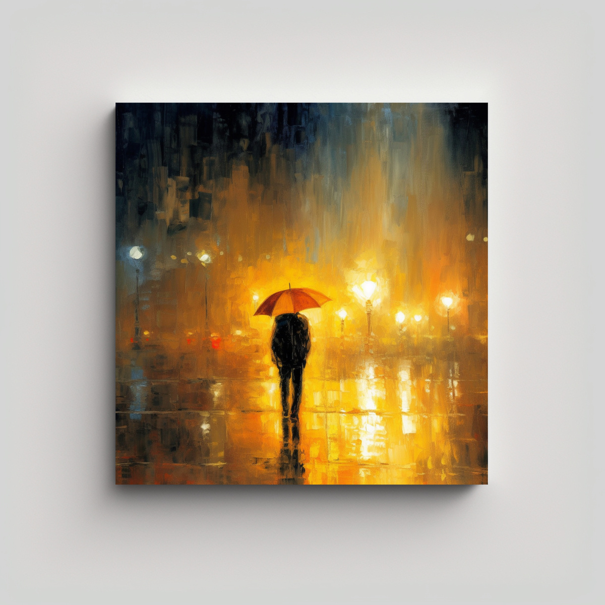 CUADRO DECORATIVO NOCTURNO EN LA LLUVIA CON 90X90 CM - 1