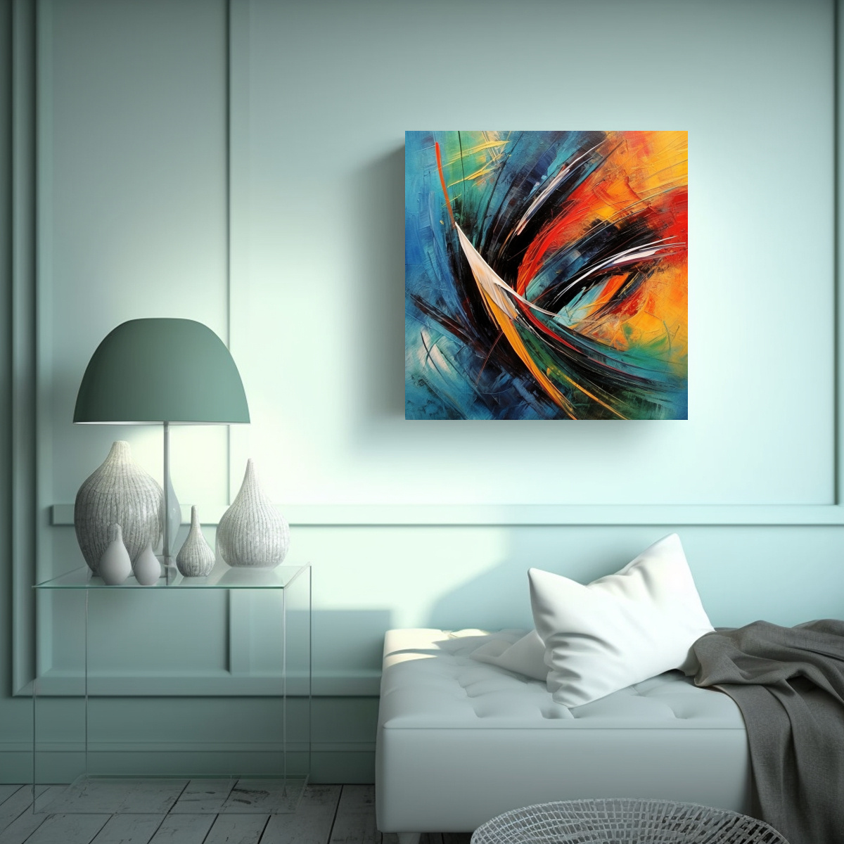 ARTE ABSTRACTO EN BASTIDOR PARA DECORACIÓN DE 100X100 CM - 2