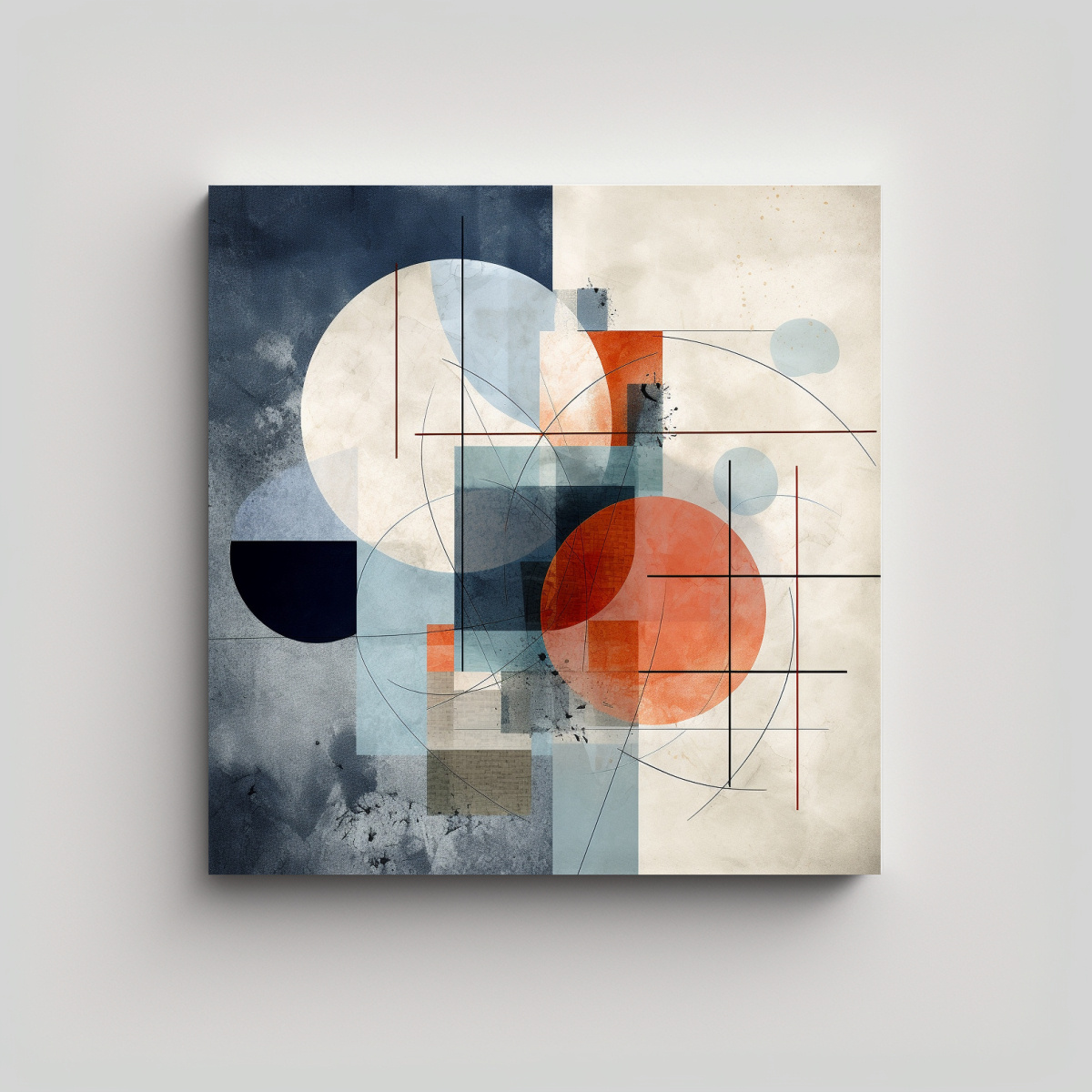 CUADRO ABSTRACTO VINTAGE CON TEXTURA MINIMALISTA 80X80 CM - 1