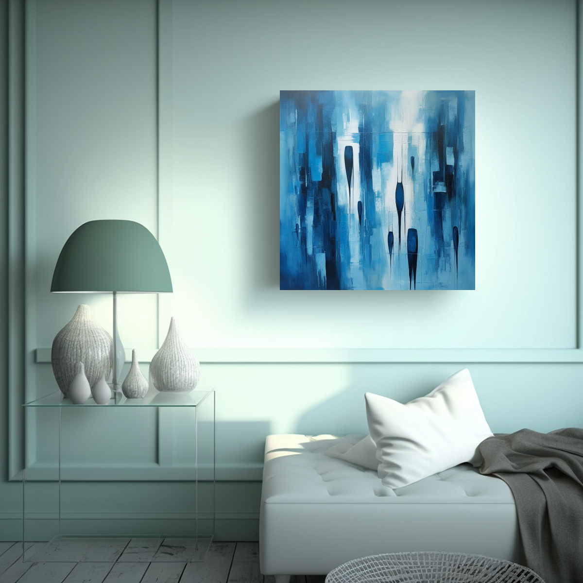 PINTURA MODERNA JOJO AZUL EN LIENZO INNOVADOR 50X50 CM - 2