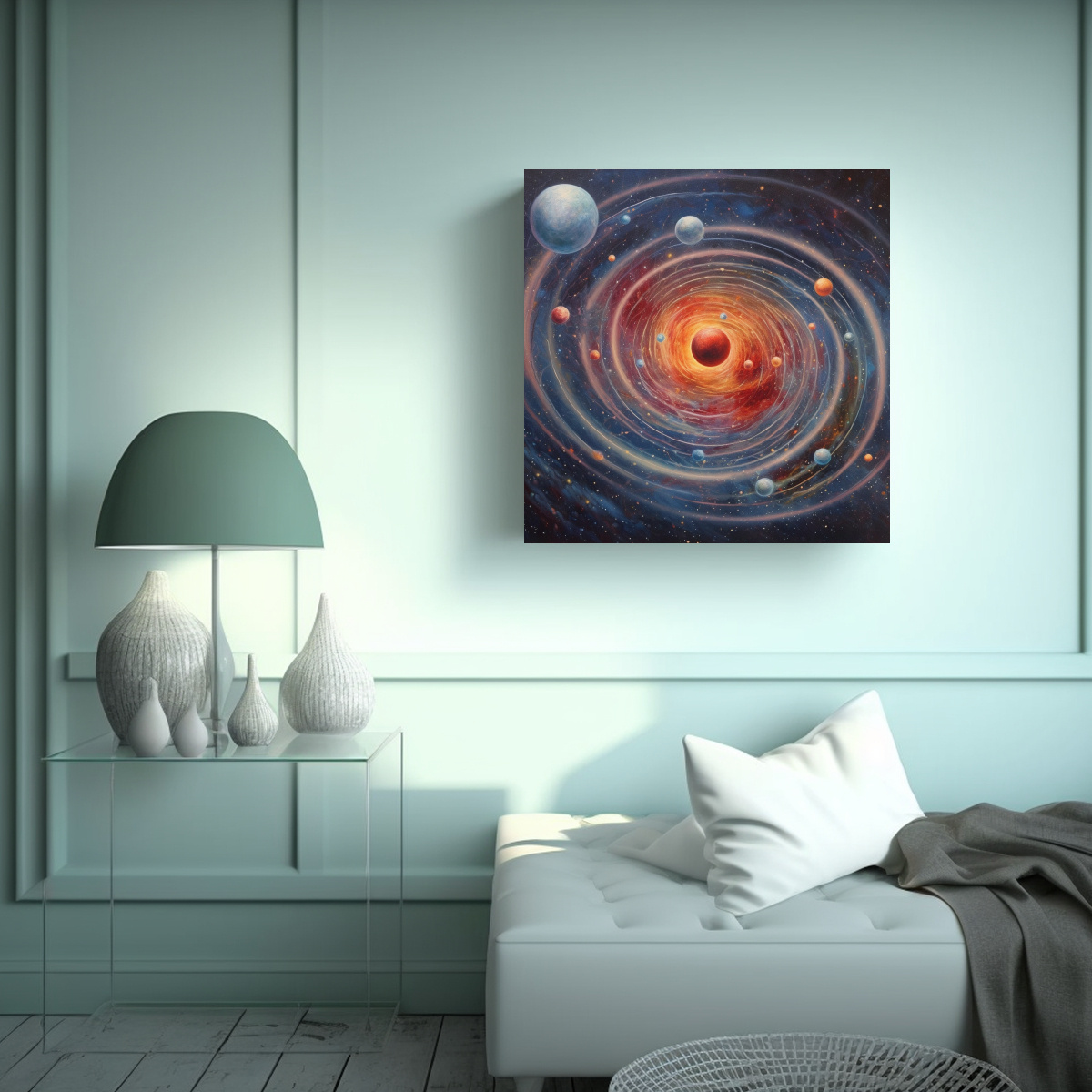 CUADRO JUVENIL GALAXIA ESTRELLAS Y PLANETAS 100X100 CM - 2