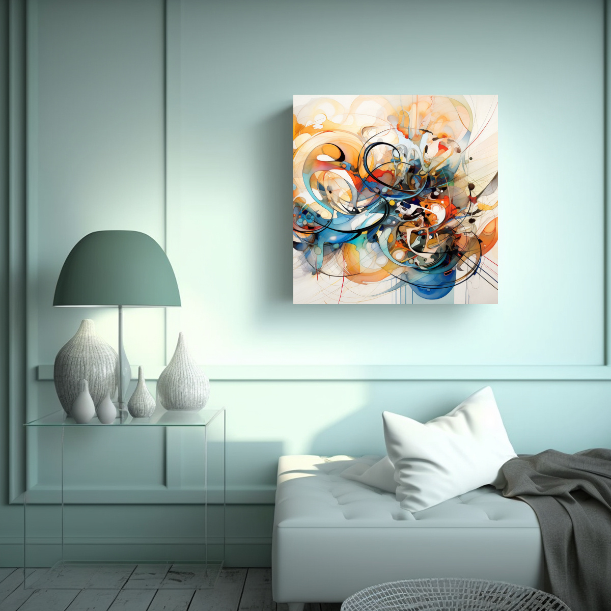 PINTURA ABSTRACTA SALA: COMPOSICIÓN DE 60X60 CM - 2
