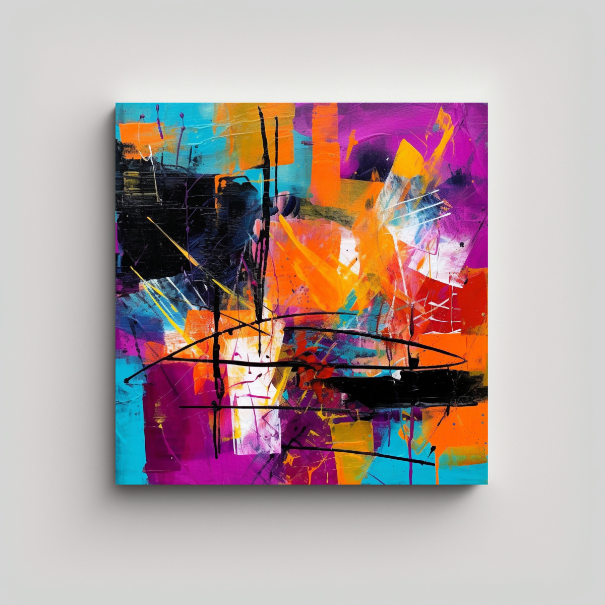 PINTURA ABSTRACTA EN BASTIDOR CON MOVIMIENTO 80X80 CM - 1