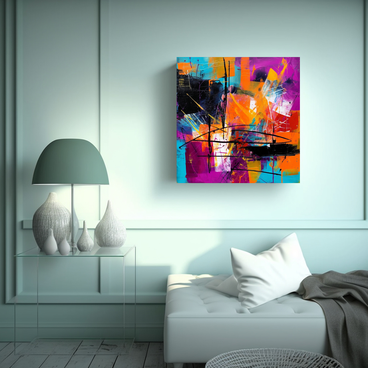 PINTURA ABSTRACTA EN BASTIDOR CON MOVIMIENTO 80X80 CM - 2
