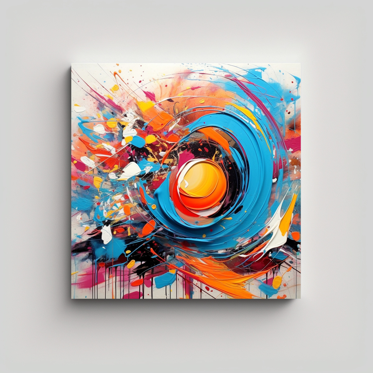 PINTURA ABSTRACTA DE PARED QUE INVOCA FELICIDAD 80X80 CM - 1
