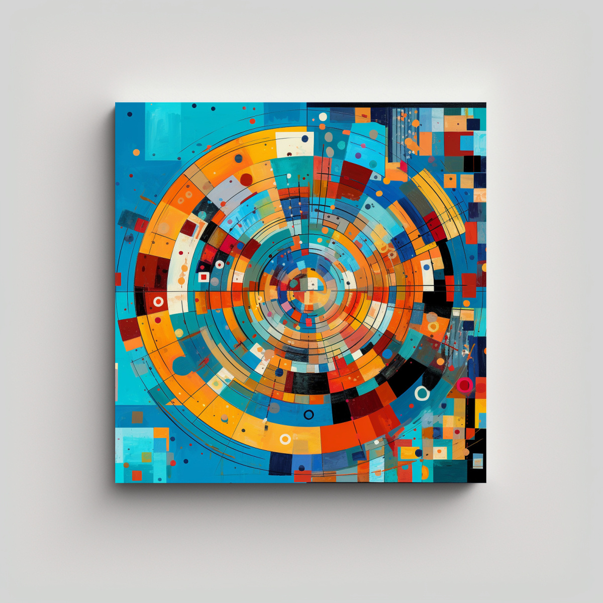 CUADRO DE TELA ABSTRACTO Y COLORIDO CON FORMAS 70X70 CM - 1