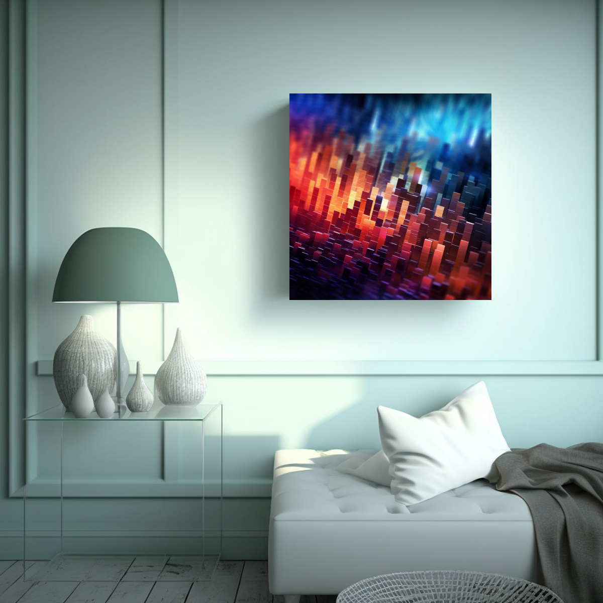 PINTURA DECORATIVA CON FONDO TECNOLÓGICO 20X20 CM - 2