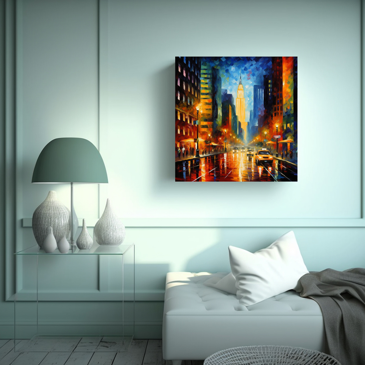 PINTURA ABSTRACTA ESTILO LEONID AFREMOV DE NUEVA 100X100 CM - 2