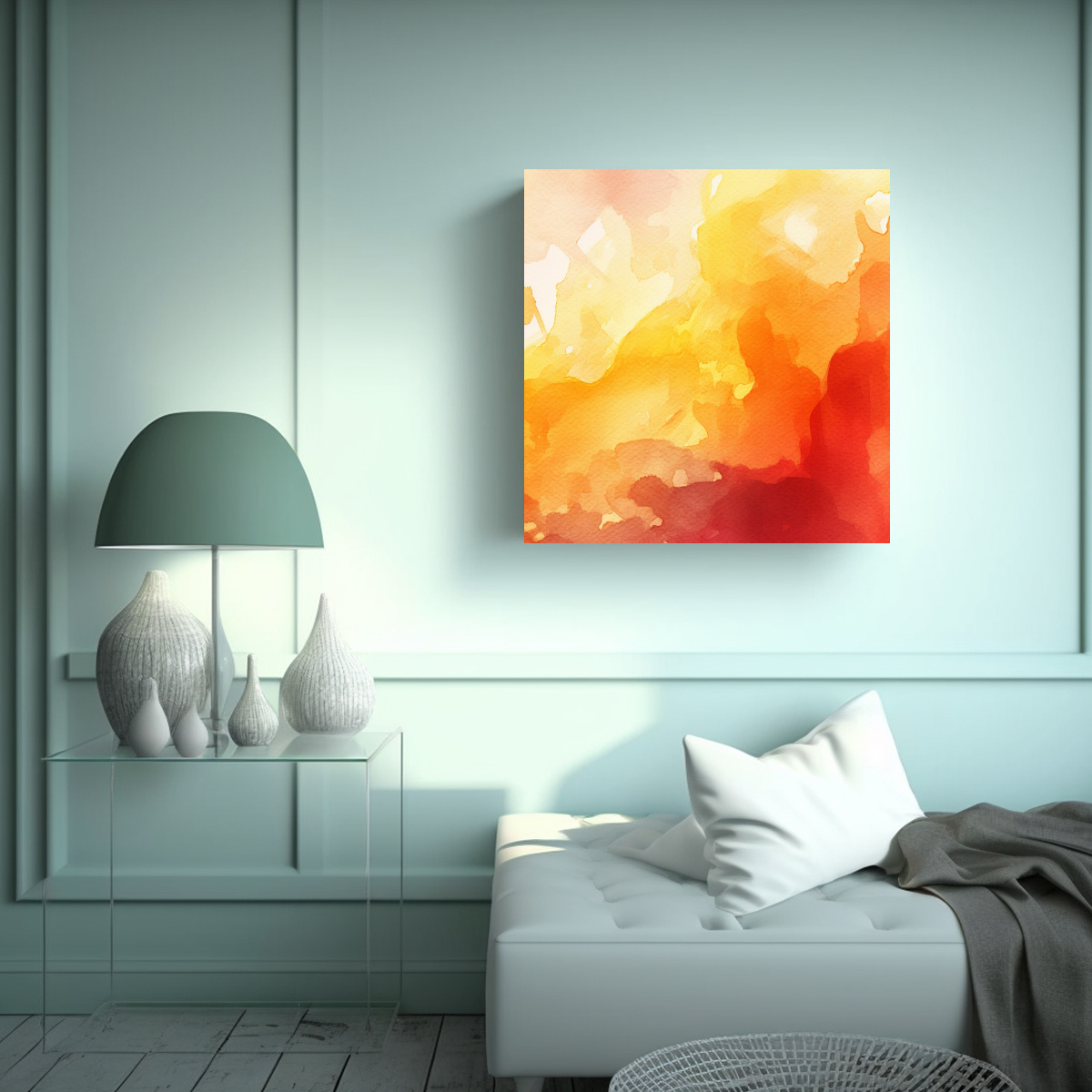 PINTURA ABSTRACTA EN BASTIDOR DE TELA EN COLORES 40X40 CM - 2