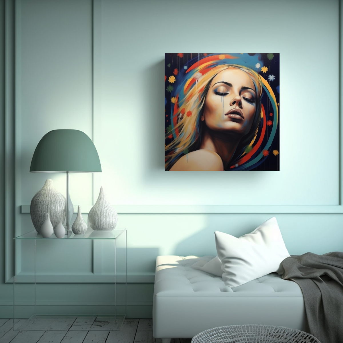 PINTURA DECORATIVA LIENZO EXPRESIÓN ENIGMÁTICA 50X50 CM - 2