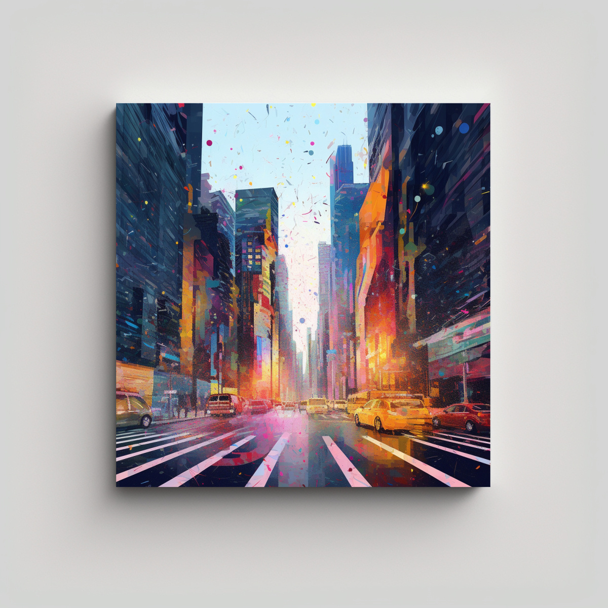 PINTURA LIENZO FORMA COLORIDA DE PAISAJE URBANO 60X60 CM - 1