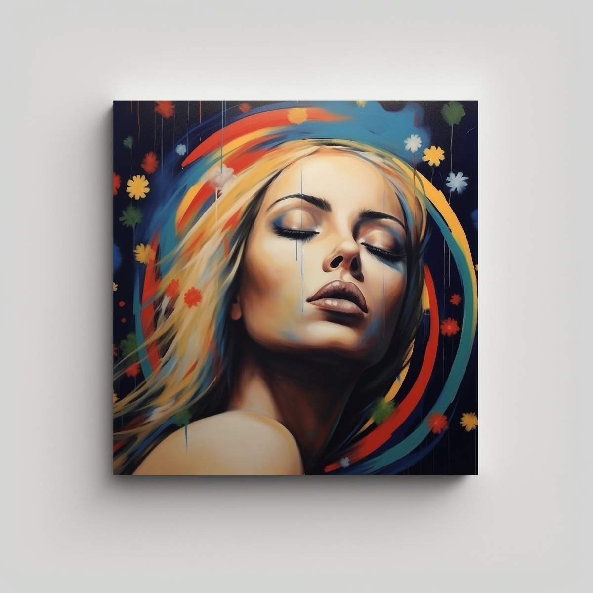 PINTURA DECORATIVA LIENZO EXPRESIÓN ENIGMÁTICA 70X70 CM - 1