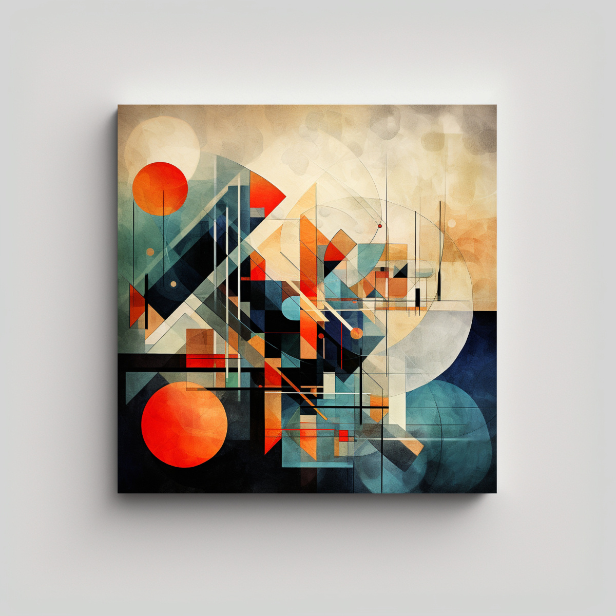 LIENZO ABSTRACTO GEOMÉTRICO PARA DECORACIÓN CON 90X90 CM - 1