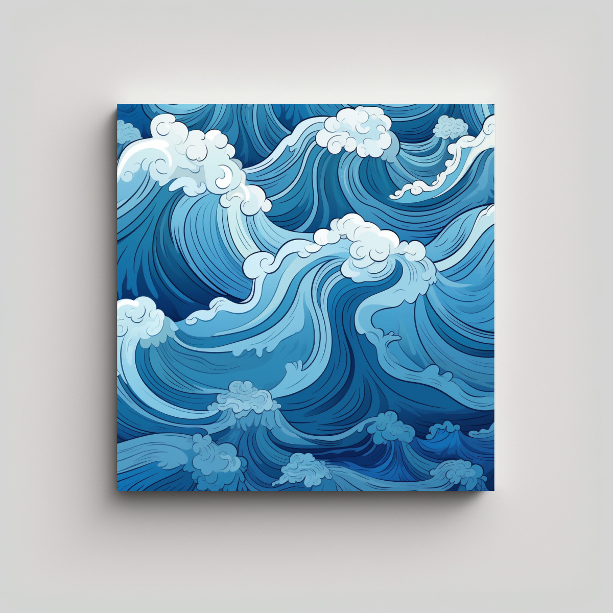 CUADRO ABSTRACTO AZUL DE ONDAS CHOCANDO LIENZO 40X40 CM - 1