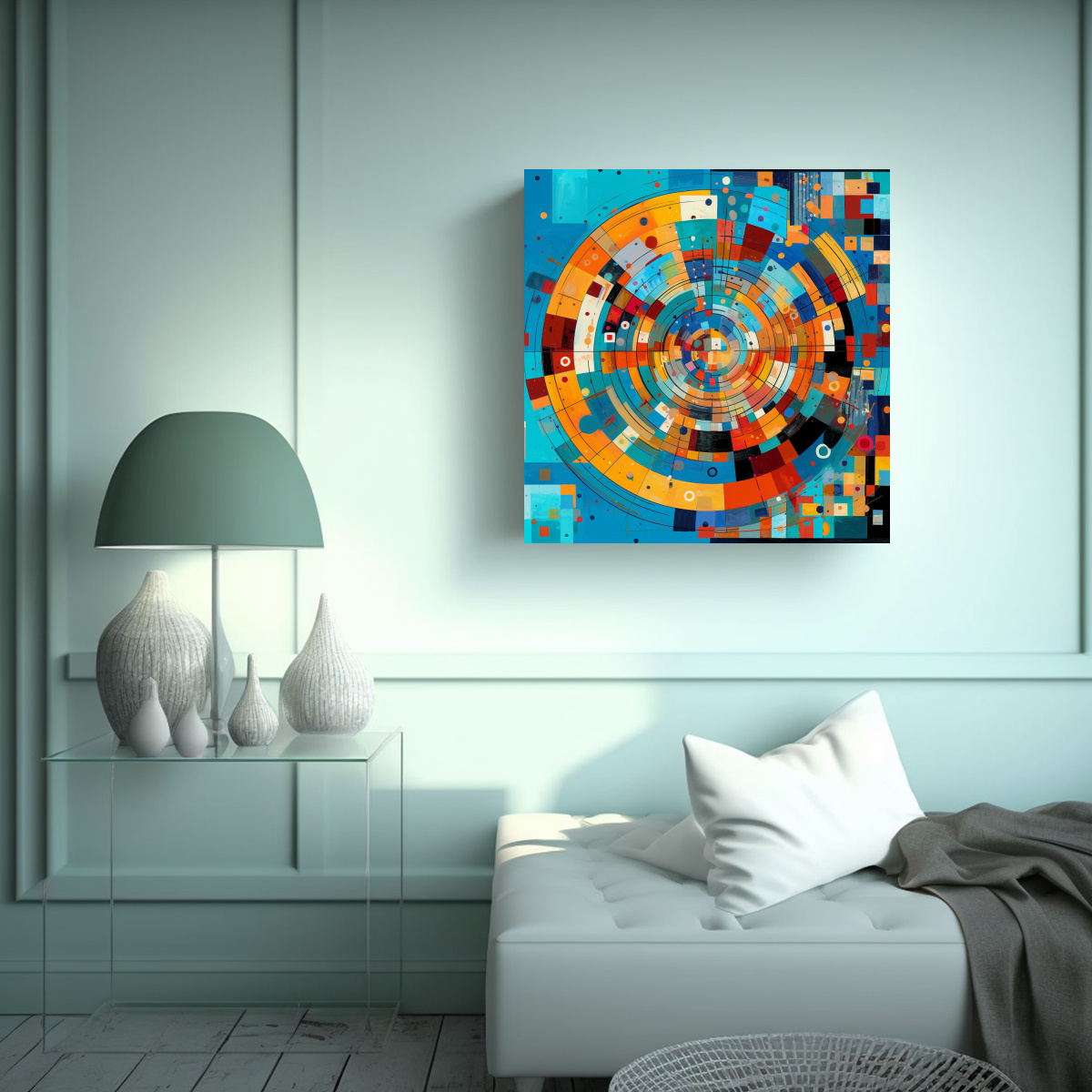 CUADRO DE TELA ABSTRACTO Y COLORIDO CON FORMAS 100X100 CM - 2