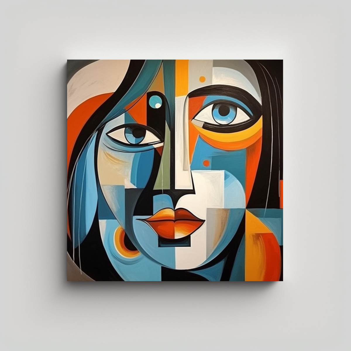PINTURA DECORATIVA DE ROSTRO ABSTRACTO DE MUJER 100X100 CM - 1