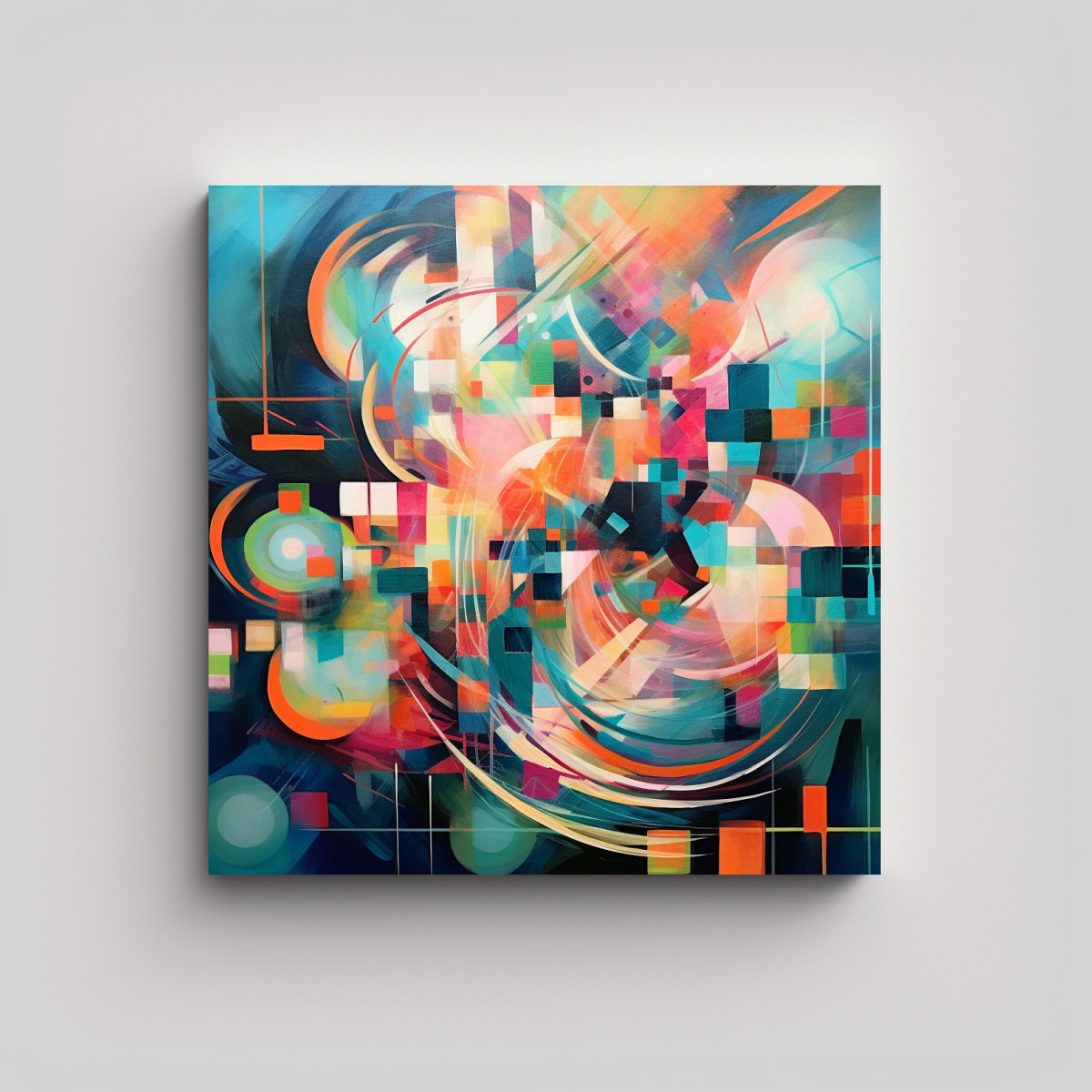 PINTURAS ABSTRACTAS ARTE TONOS VITALIDAD: 20X20 CM - 1