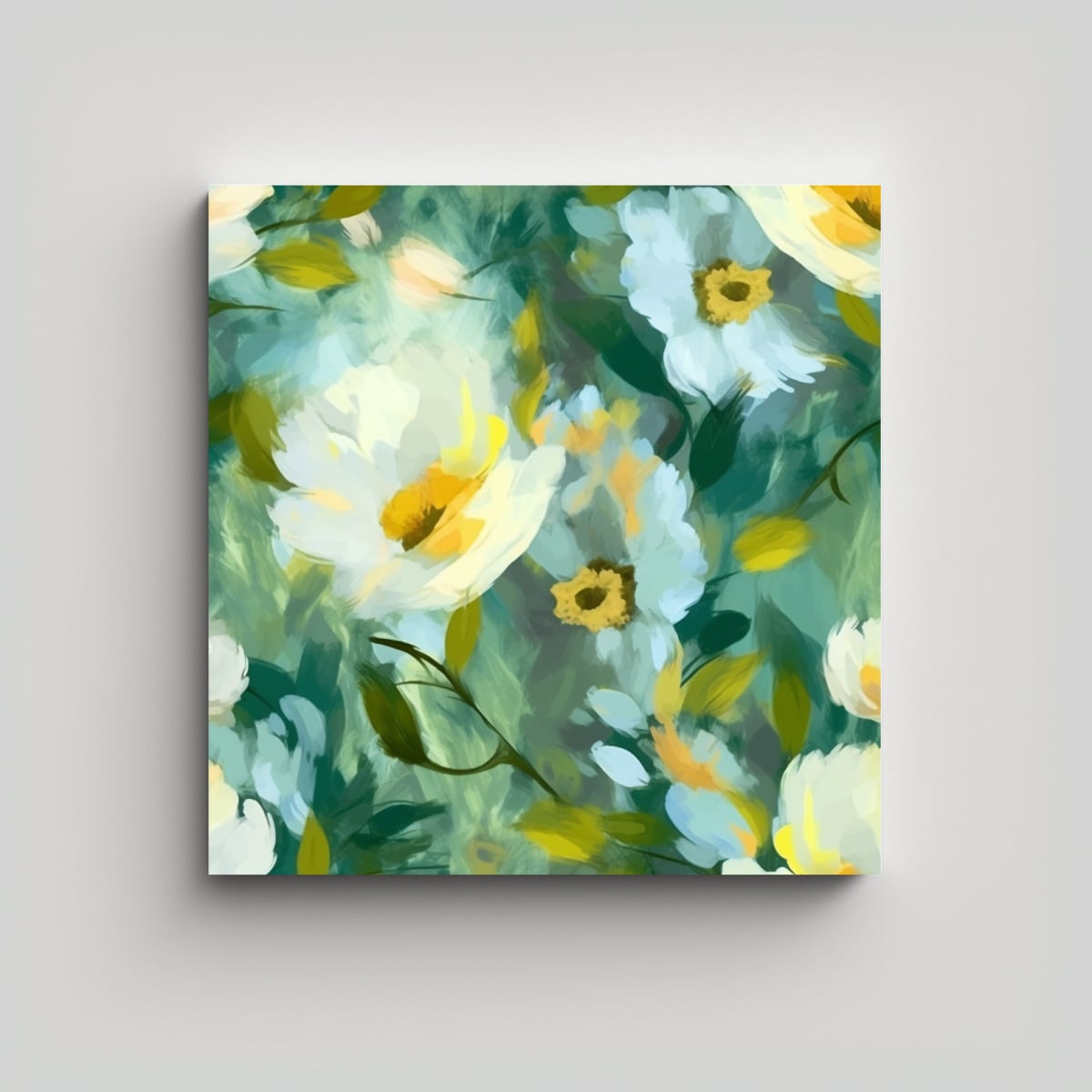 CUADRO IMPRESIONANTE CON PATRÓN DE FLORES 80X80 CM - 1