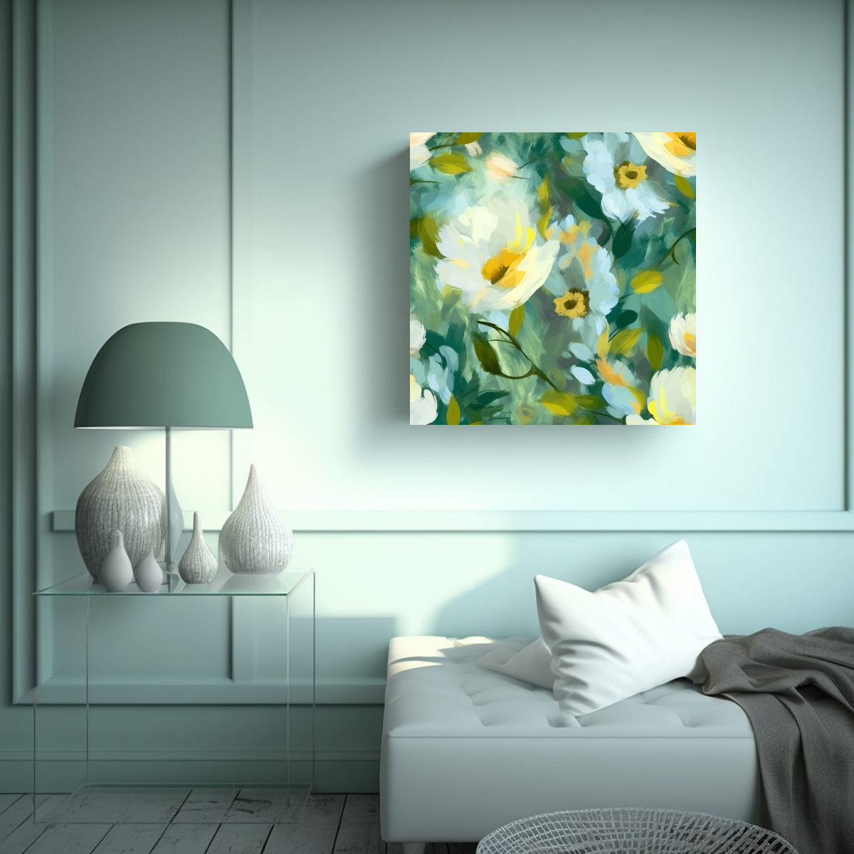 CUADRO IMPRESIONANTE CON PATRÓN DE FLORES 80X80 CM - 2