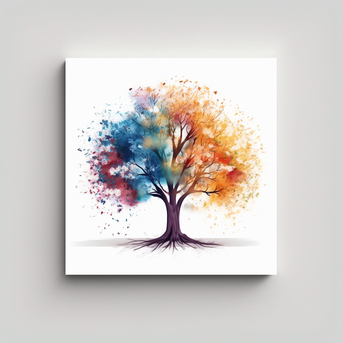 PINTURA DE PARED ABSTRACTA: ÁRBOL COLORIDO 40X40 CM - 1