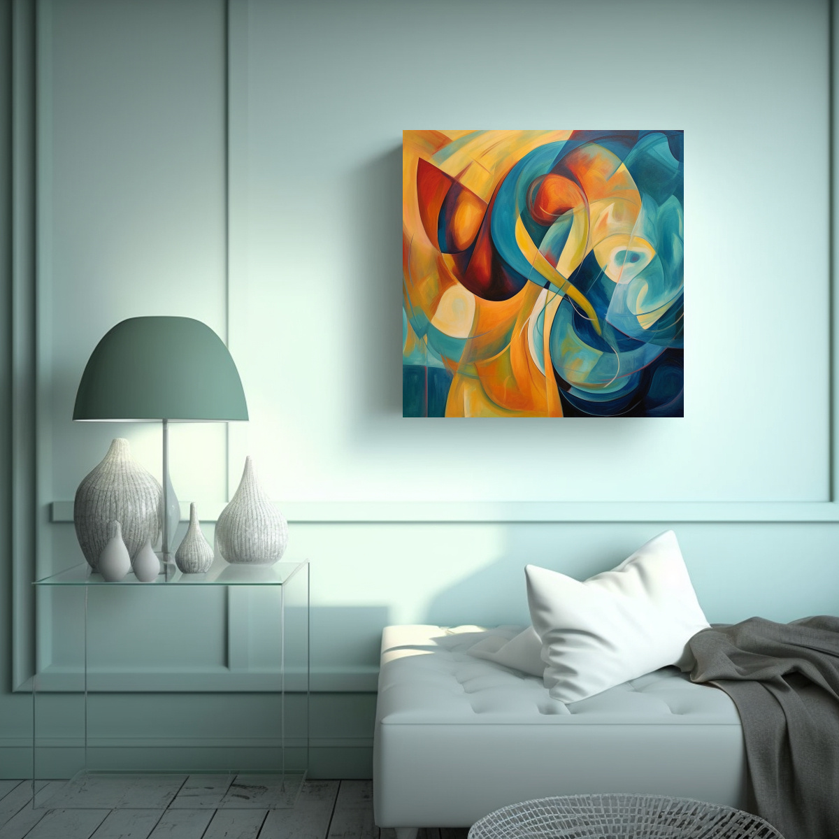 PINTURA ABSTRACTA CONSTRUCTIVISTA DE EQUILIBRIO 50X50 CM - 2