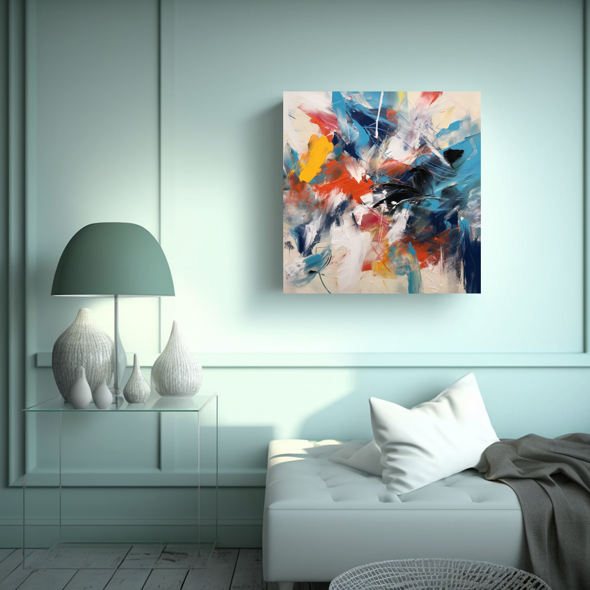 TELA EN BASTIDOR TONOS DETALLE PINTURA ABSTRACTA 50X50 CM - 2