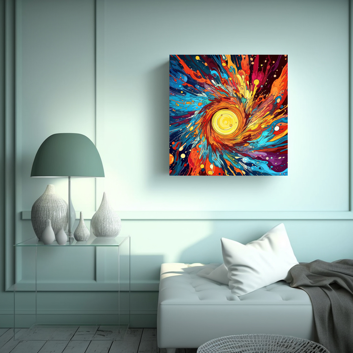CUADRO VIBRANTE EXPLOSIÓN PSICODÉLICA UNIVERSO 90X90 CM - 2